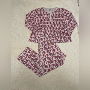 Roller Rabbit pink  and White Pajama Set with monkeys size medium
